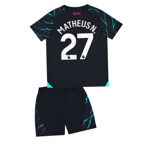 Fotballdrakt Barn Manchester City Matheus Nunes #27 Tredjedraktsett 2023-24 Kortermet (+ Korte bukser)